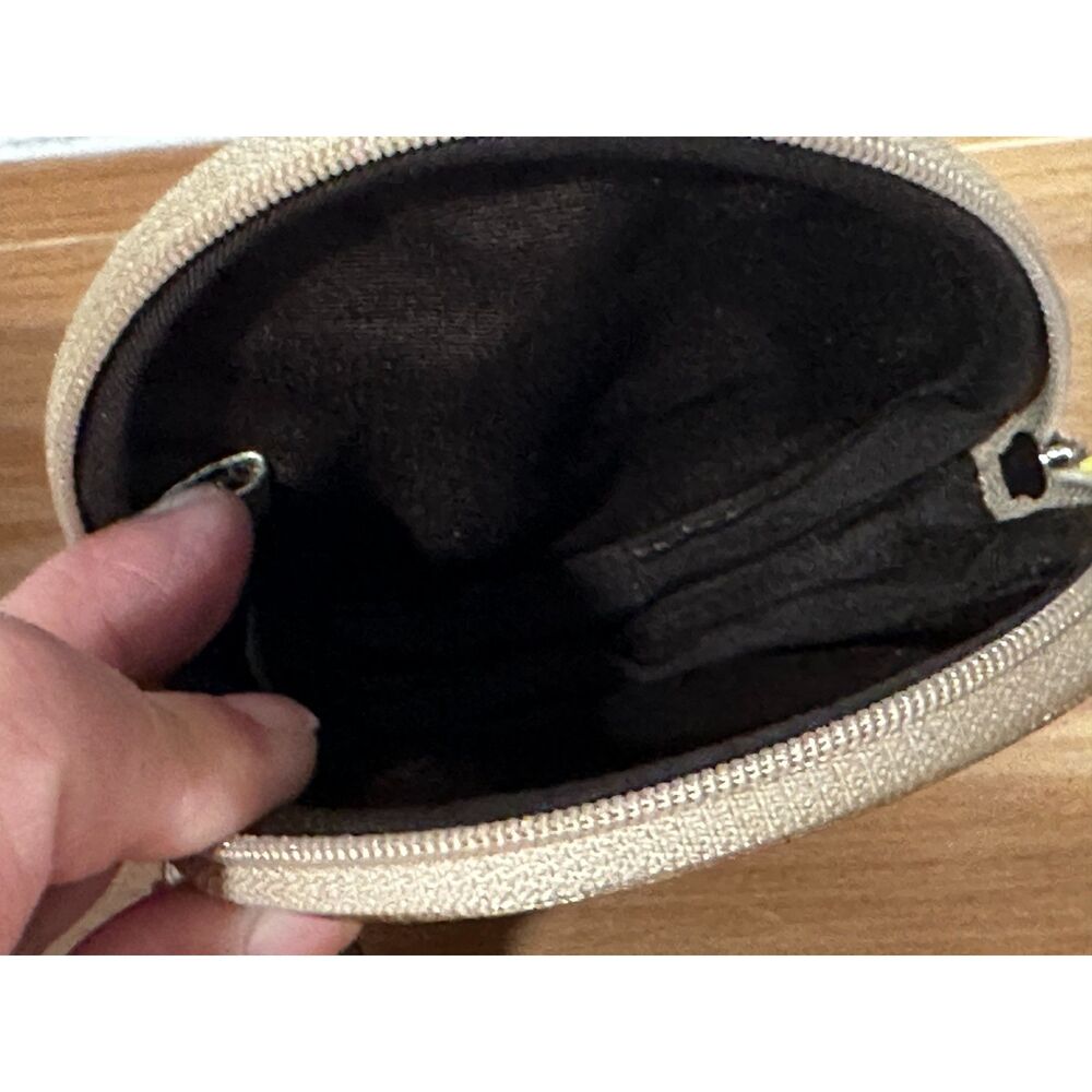 Coach Circular Coin Pouch In Brown Signature Jacquard - Picture 5 of 7